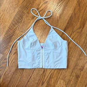 Edikted Sky Blue Halter Crop Top